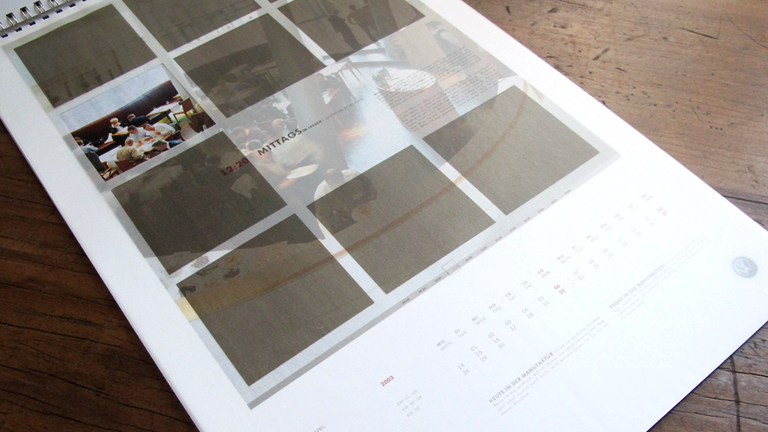 Konzept für ein Kalenderlayout für die Gläserne Manufaktur Dresden